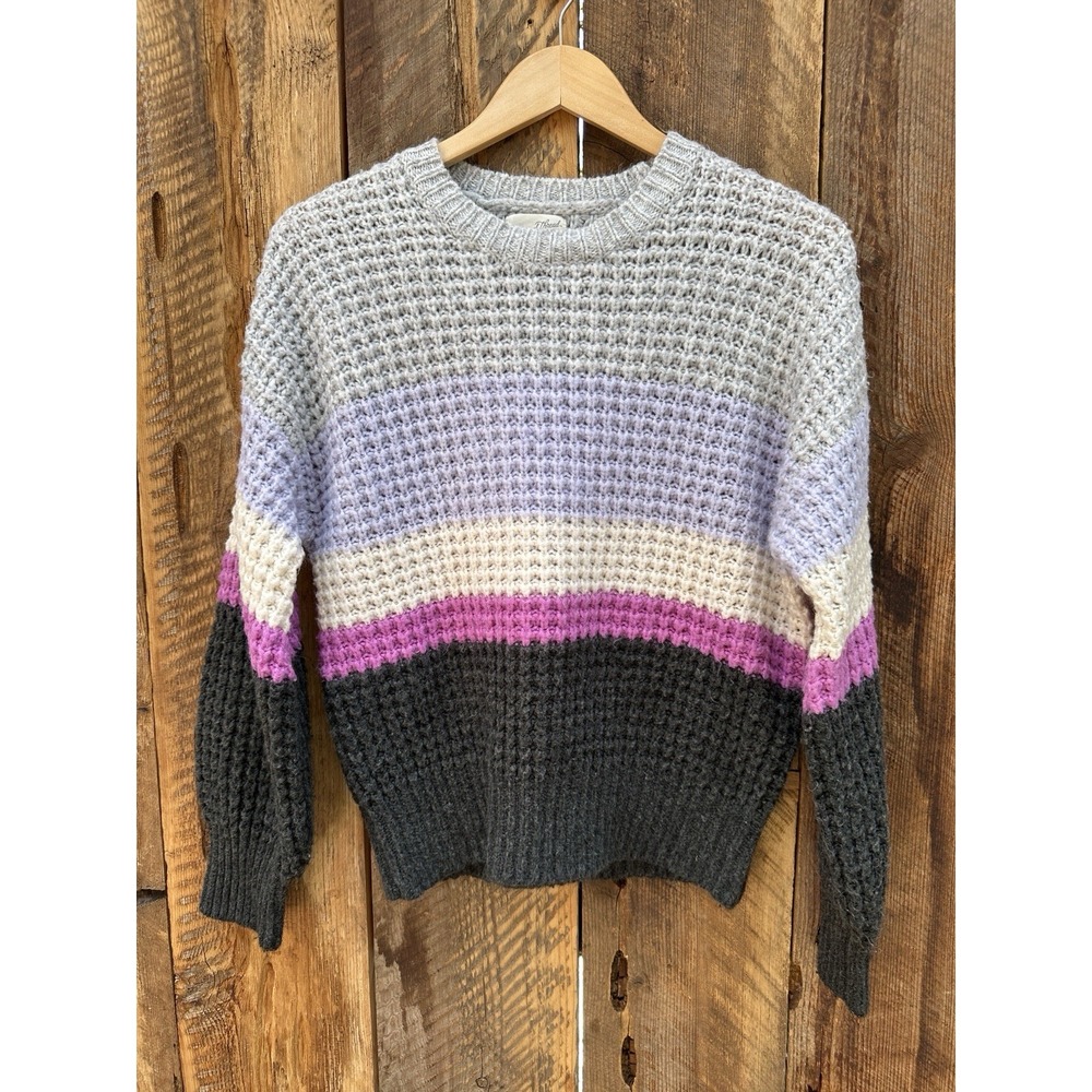 Purple Knit Womans‎ Sweater Size M Preppy College Cozy Oversized Sleeves